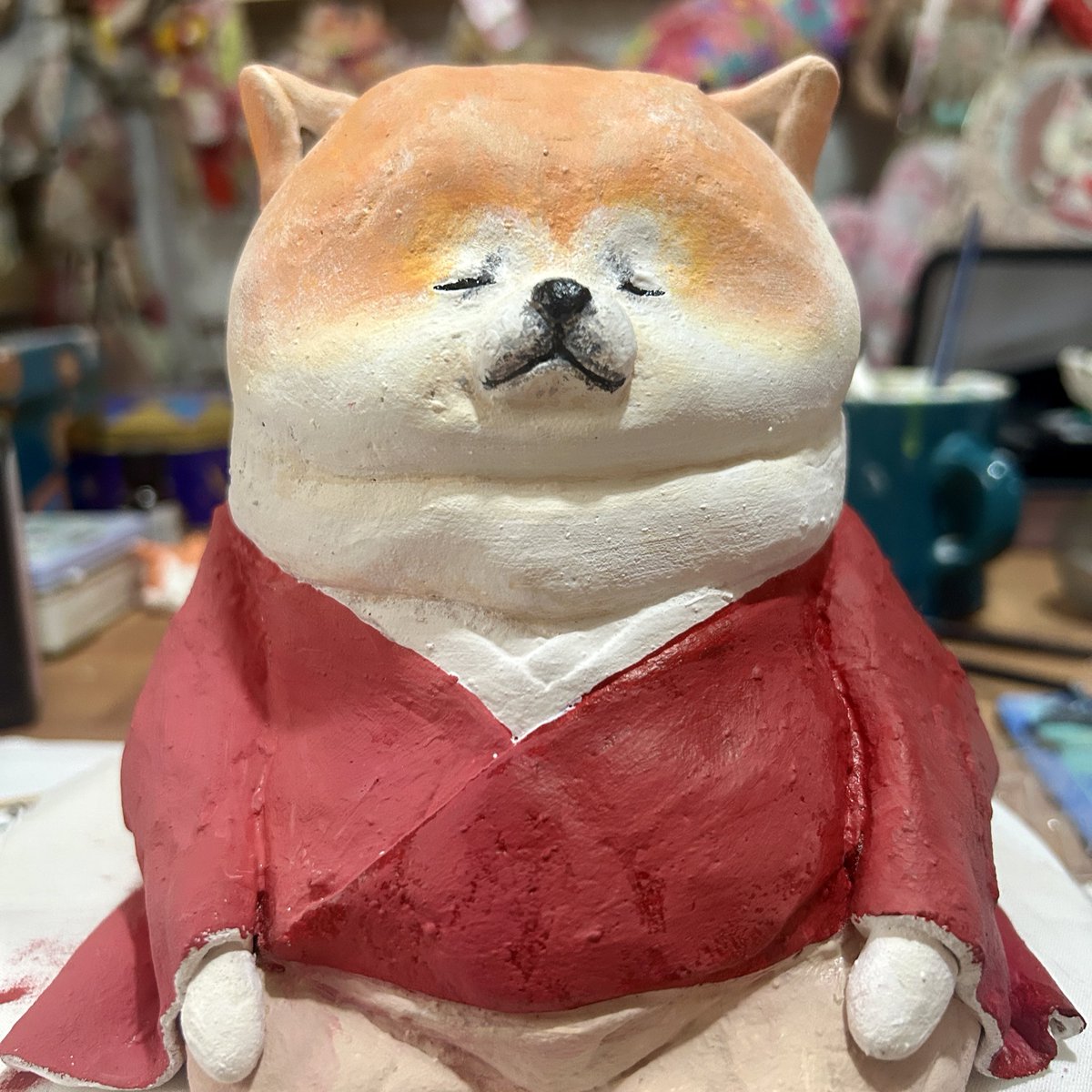 ChiyokoKana's tweet image. しろうとはだまっとれ顔
#製作中 #秋田犬