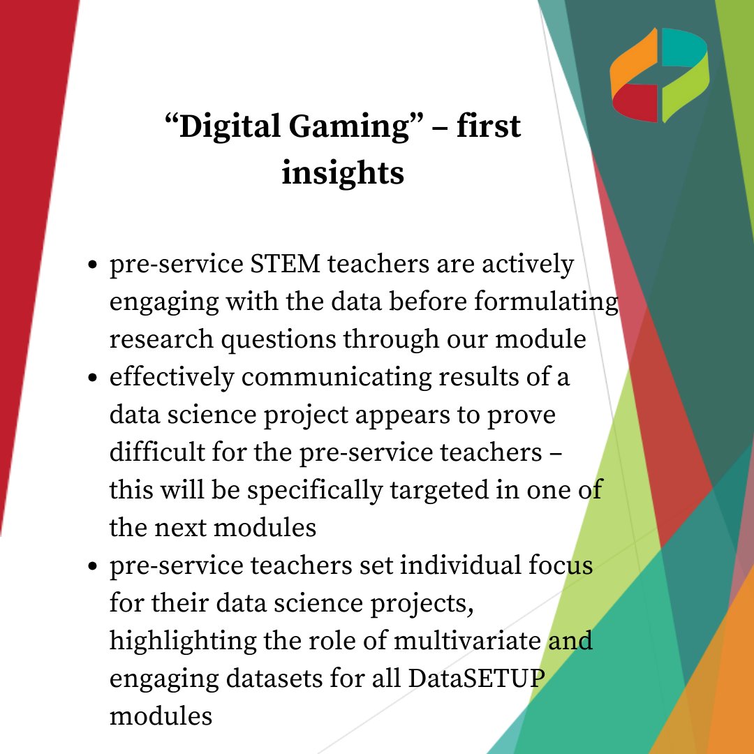 Key takeaways from our #DataSETUP presentation at #GDM2025:
- Pre-service teachers engage actively with data before forming research questions
- Communicating results remains a challenge
- Students set own research focus, highlighting need for multivariate datasets 
#DataLiteracy