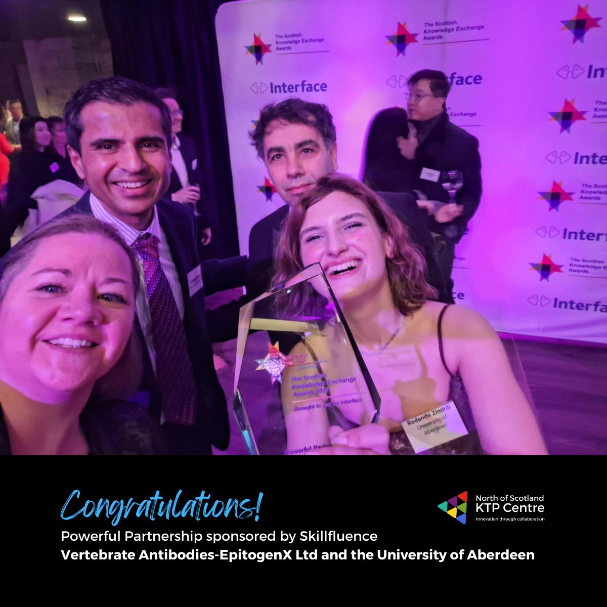 ktpnorthscot's tweet image. Happy faces and a powerful collaboration! Well done @aberdeenuni and Vertebrate Antibodies-@EpitogenX !
We are delighted with their well-deserved achievement as the team continues to innovate through their third #KTP.