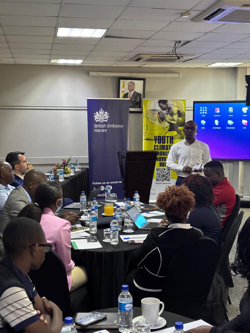 UKinZimbabwe's tweet photo. An Embassy🇬🇧 team attended the launch of a UK-funded Climate Innovation Hub project today. The hub is a dynamic platform for 🇿🇼 youth to showcase #ClimateSmart innovations, while connecting with investors, donors, funders and philanthropists to explore new funding opportunities. https://t.co/7xxhLKS6OO