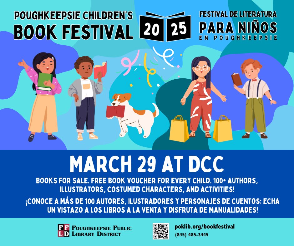 NEXT WEEKEND!!! 🥳The Poughkeepsie Children’s Book Festival is back! Join me &amp; over 100 children’s book authors &amp; illustrators on Sat, 3/29, 10-3 @ Dutchess Community College. Each child (17 &amp; under) receives a $15 book voucher! Learn more: poklib.org/bookfestival <a href="/poklib/">Poughkeepsie Public Library District</a> #kidlit