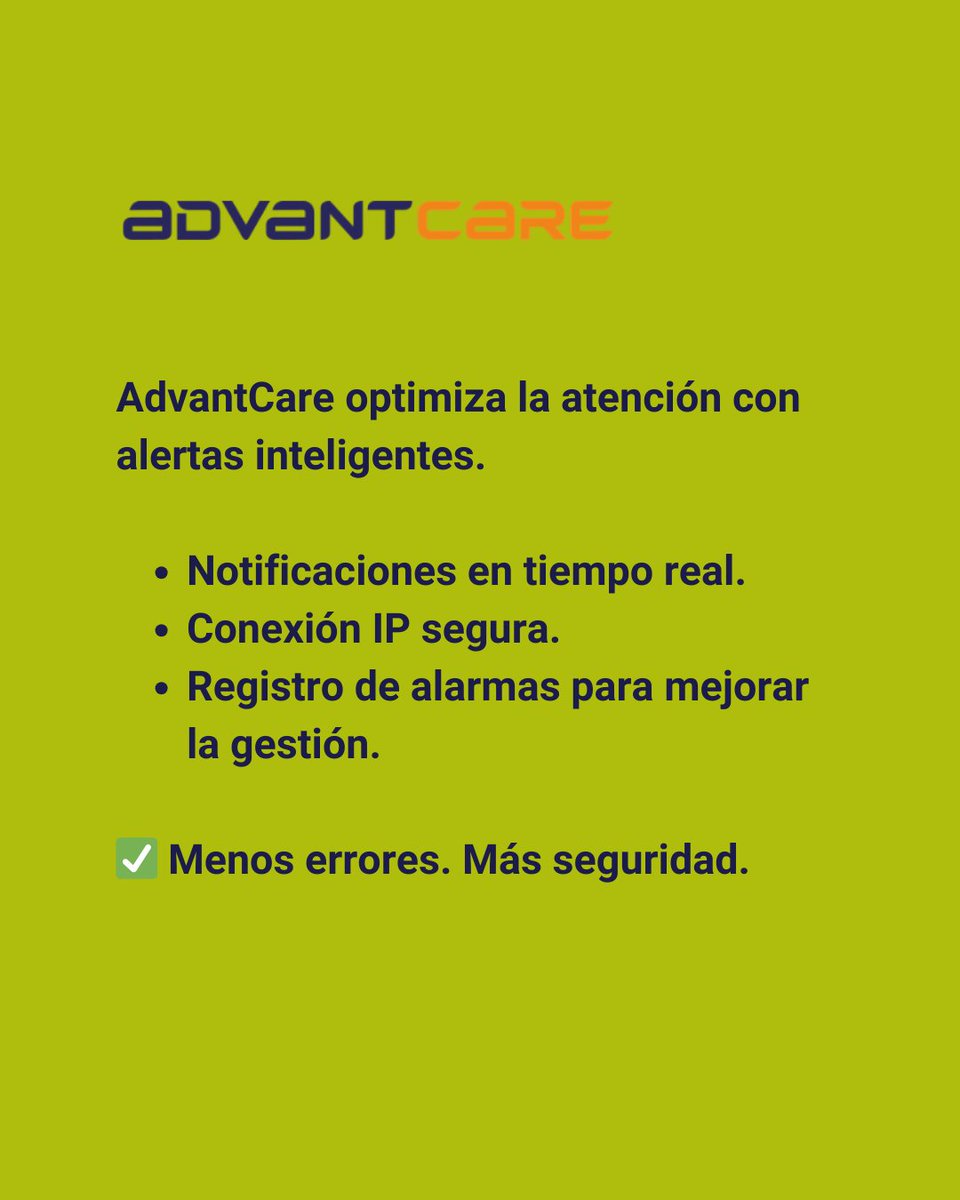 advantecnia's tweet photo. 🔍 La #comunicaciónenhospitales es clave para una respuesta rápida y segura.
⏳ Cada segundo cuenta. AdvantCare agiliza la asistencia con alertas inteligentes y notificaciones en tiempo real.
🚀 Menos fallos, más seguridad.
📩 Descubre más 👉 https://t.co/P8i8NcGDmV https://t.co/J5Pc58IUaX
