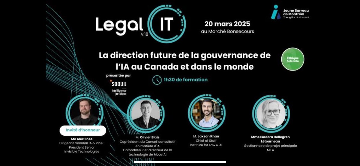 C’est parti pour Legal.IT 2025 à l’initiative du Jeune Barreau de Montréal. Un événement incontournable pour les avocats québécois! <a href="/CGrynwajc/">L'avocat transatlantique</a>