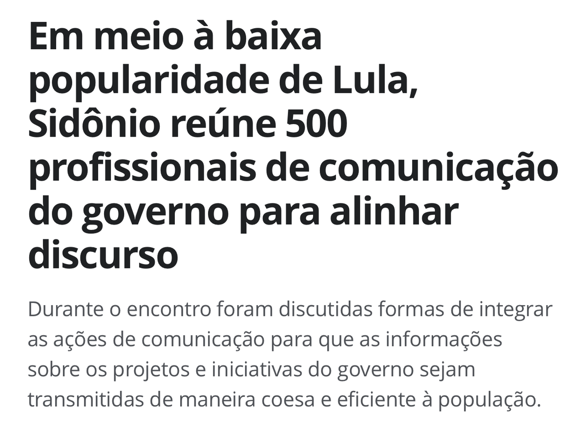 RafaelFontana's tweet photo. ATENÇÃO para o número de "profissionais de comunicação" do governo: 500.
- Para ficar claro: QUINHENTOS
A máquina de propaganda do governo é assustadora, não existe nenhuma redação de jornal no país com mais de 200 pessoas.
Sidônio irá conseguir mais do mesmo, ou seja, derrotas. https://t.co/efWfylTkVh