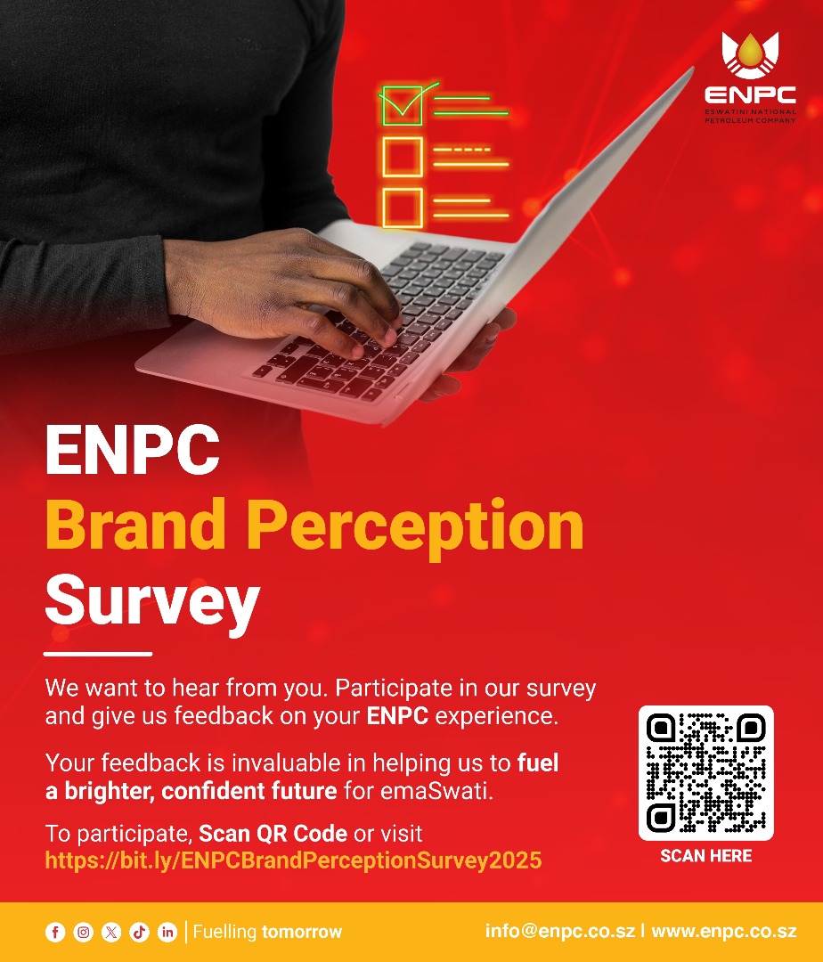 🗣️ Your Opinion Matters!

Help us improve your ENPC experience by sharing your feedback in our Brand Perception Survey. Your insights will help us fuel a brighter, confident future for emaSwati.

Take the survey today: bit.ly/ENPCBrandPerce…
Or scan the QR code.