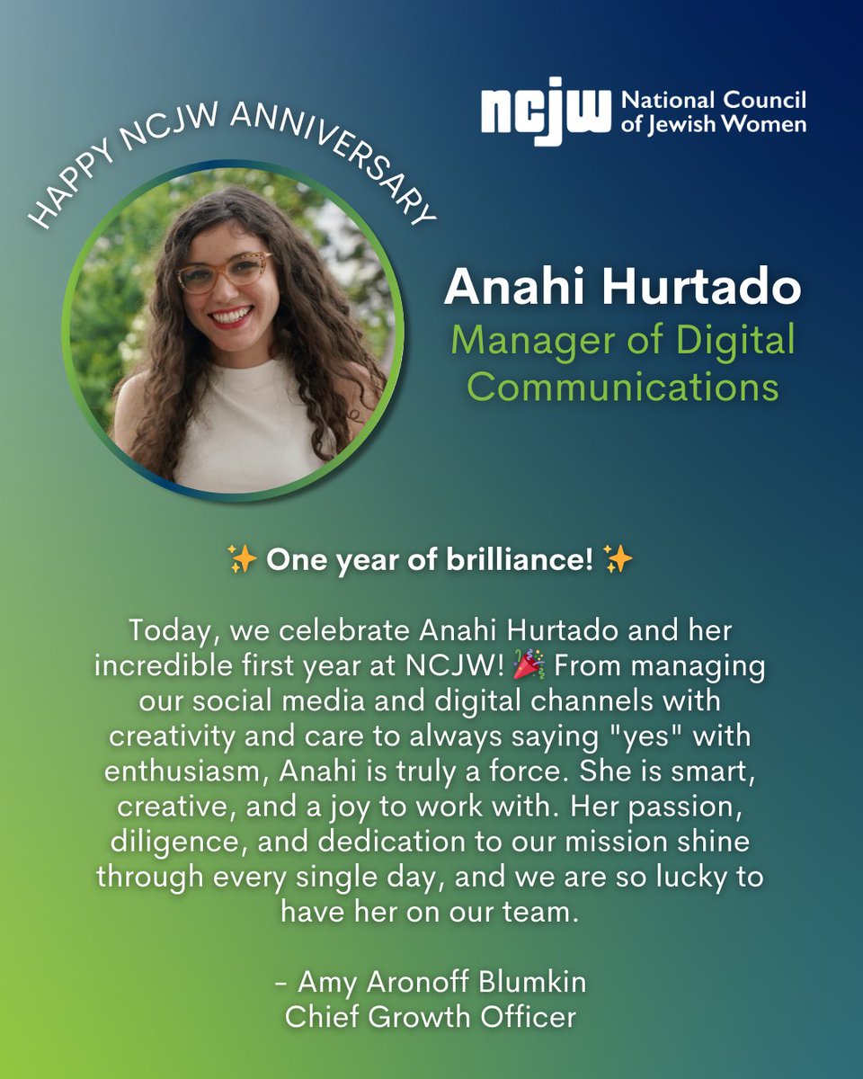 Anahi, thank you for all you do! Mazel tov on this milestone—we can’t wait to see what the next year holds! 💙