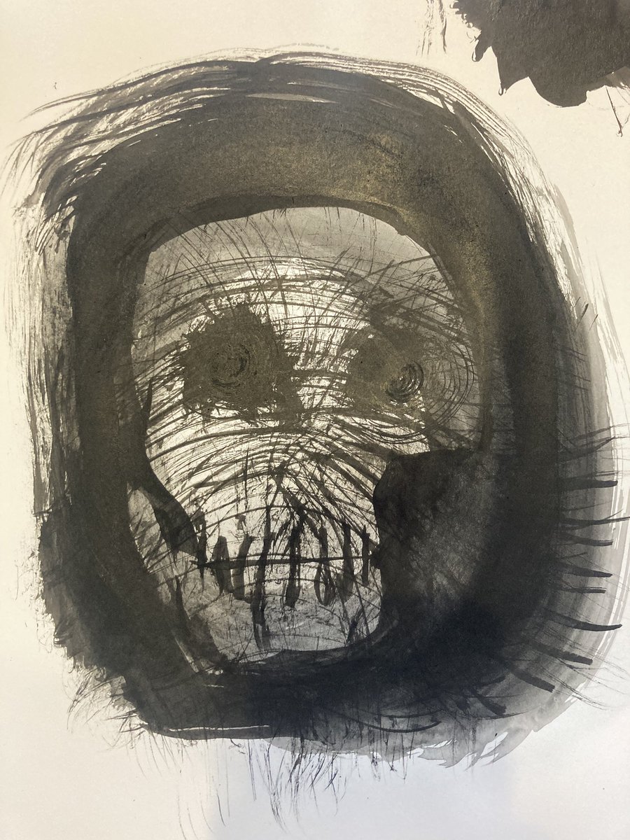 It started off as one thing and then with the way of a drawing sometimes it turned into something else so I ended up drawing inking washing a mummy head skull.