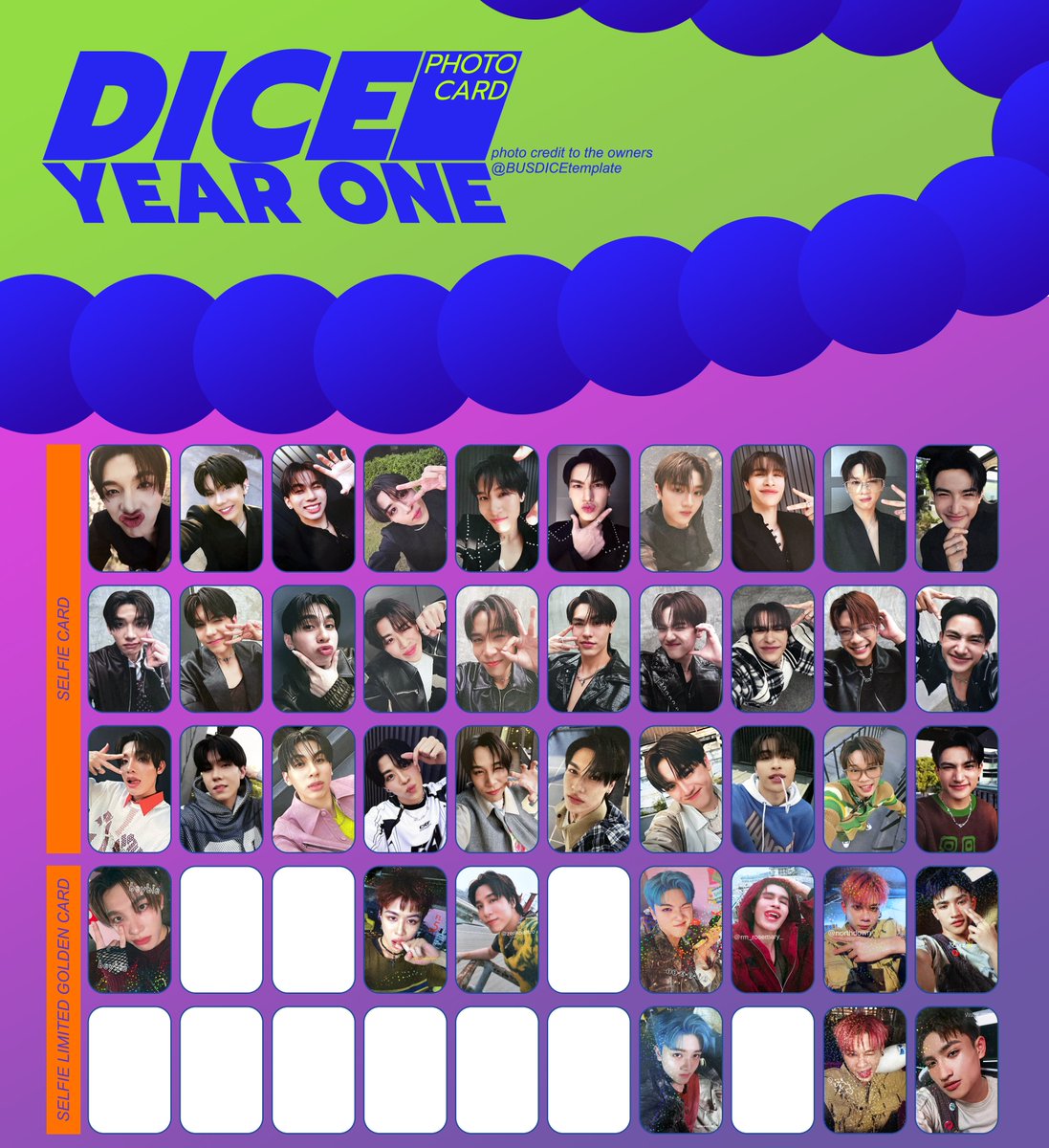 BUSDICEtemplate's tweet photo. ✧˚ ༘ ⋆｡♡ ตารางการ์ด DICE ʚɞ˚ ༘♡ #DICE_SONRAY photocard template

(⸝  •̀ ᗜ •́  )⸝ DICE 1ST ANNIVERSARY #DICEYEARONE PHOTOCARD ♡
*เพิ่มรูปการ์ดทองเฉพาะใบที่ขออนุญาตจากเจ้าของแล้วเท่านั้น

♡ เทมเพลต ตาราง การ์ด ครบรอบ ไดซ์ ได๋ ได๊ การ์ดทอง https://t.co/fPLGKvI5un