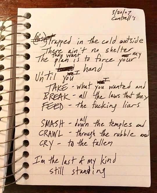 Em 20 de março de 2007, há exatos 18 anos, <a href="/WilliamDuvall/">William DuVall</a> escrevia a letra de "Last of My Kind", sua primeira composição no <a href="/AliceInChains/">Alice in Chains</a>!