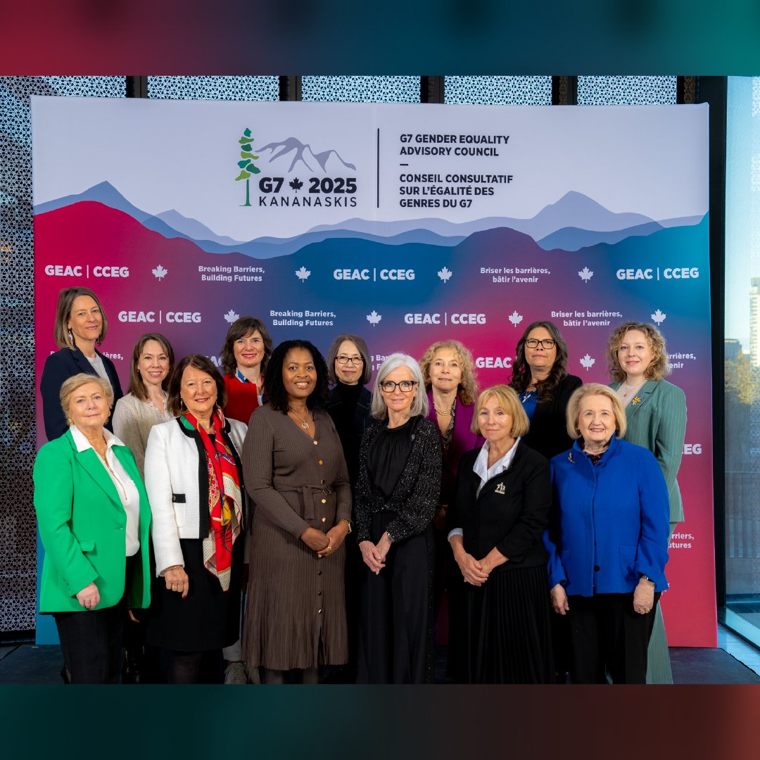 G7's tweet photo. The independent #G7 Gender Equality Advisory Council met this week to provide recommendations on gender equality to G7 leaders and ministers. #G7Kananaskis2025 #G7Canada https://t.co/SelSHEYiBK