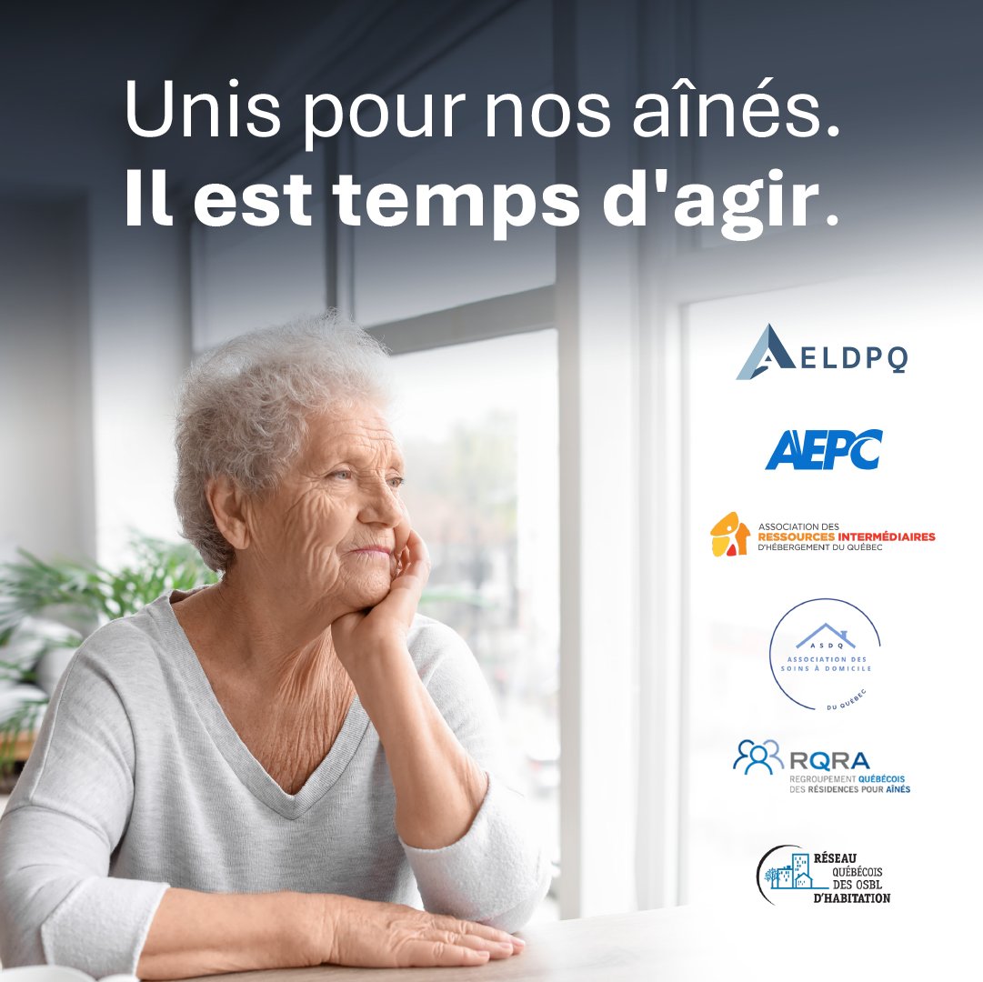Aujourd’hui, nous lançons l’Alliance québécoise des milieux de vie pour aînés #AQMVA : six grandes organisations qui unissent leurs voix pour garantir la dignité des aînés au Québec.

Il est urgent que les décideurs politiques agissent. Le statu quo n’est plus une option.