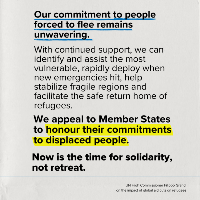 Refugees's tweet photo. Now is the time for solidarity, not retreat.

UN High Commissioner @FilippoGrandi on the impact of global aid cuts on refugees.

Statement: https://t.co/d9TMKnWJs0