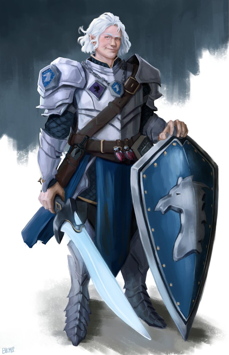A paladin Commission for a D&amp;D Player/client.
blue blue 💙

#DnDcharacter #characterdesign #commissionsopen