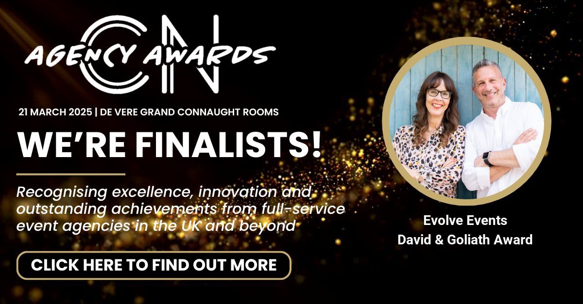 Big news from our small (but perfectly formed😉) team - we've been shortlisted for the David &amp; Goliath Award at the Conference News Agency Awards - demonstrating our ability to 'punch above our weight' #eventprofs #cnaa25