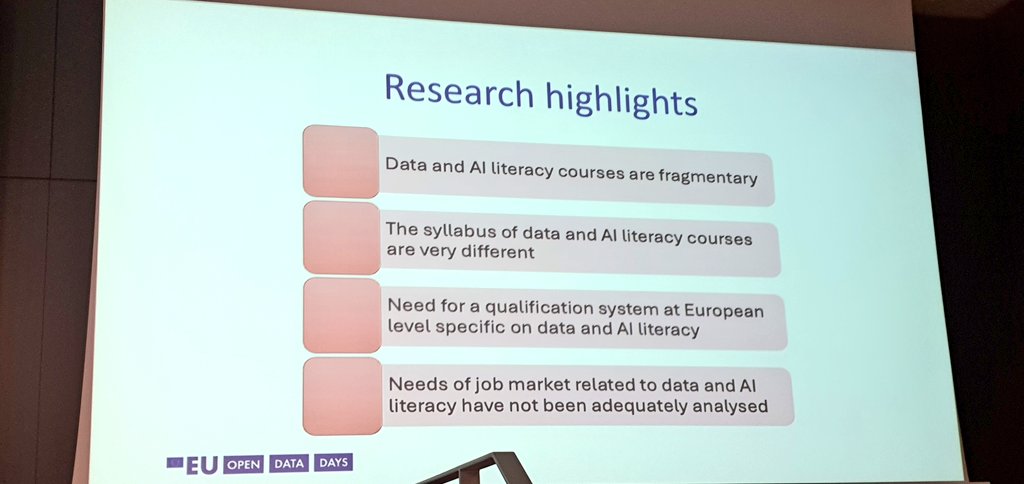 data.europa.eu (@eu_opendata) on Twitter photo At #EUOpenDataDays2025 <a href="/dataibi/">Davide Taibi</a> from <a href="/CNRsocial_/">CNR Consiglio Nazionale delle Ricerche</a> looks at integrating data and AI literacy into learning pathways, based on experiences from EU-funded projects such as DATALIT, DEDALUS, and SMERALD, which piloted digitally enhanced learning modules across education.
1/2 At #EUOpenDataDays2025 <a href="/dataibi/">Davide Taibi</a> from <a href="/CNRsocial_/">CNR Consiglio Nazionale delle Ricerche</a> looks at integrating data and AI literacy into learning pathways, based on experiences from EU-funded projects such as DATALIT, DEDALUS, and SMERALD, which piloted digitally enhanced learning modules across education.
1/2
