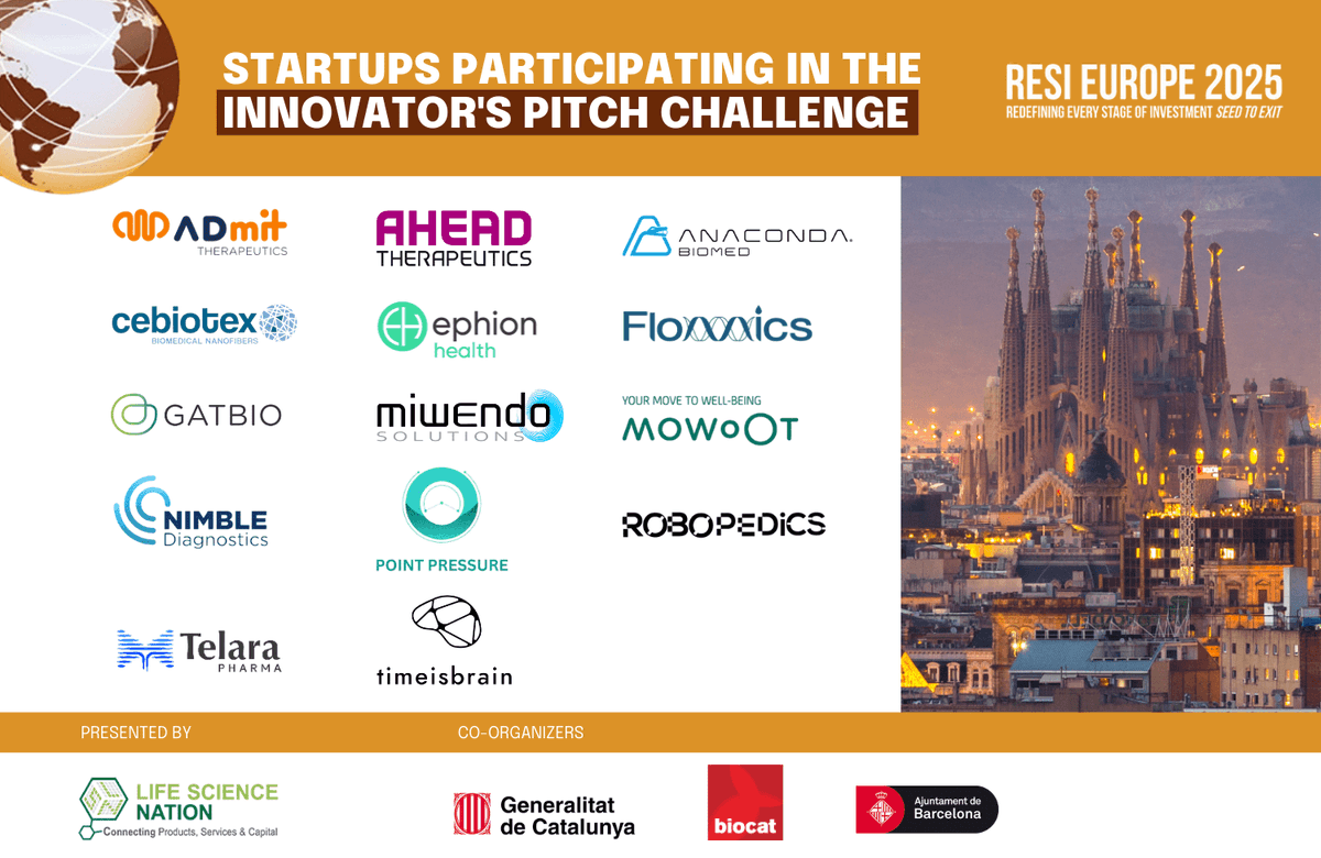 🚀 RESI Europe Barcelona 2025: Innovator’s Pitch Challenge Showcases Catalonia's Talent!

This year, we are thrilled to showcase 14 innovative companies from the BioRegion of #Catalonia participating in the IPC, each bringing unique solutions to the table.

Follow along with us!