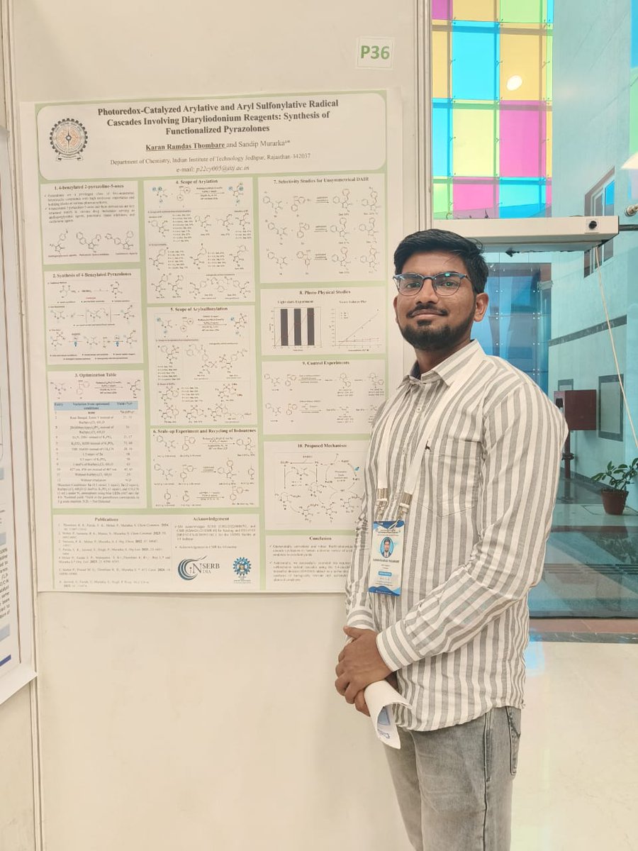 Murarka Lab IIT Jodhpur (@smlab_iitj) on Twitter photo Had a great time at SCC-III conference 2025 <a href="/ChemistryIITI/">Department of Chemistry, IIT Indore</a>. Dr. <a href="/SM_IITJ/">Sandip Murarka</a> gave an excellent talk on our recent research, while Satya and Karan presented their work through posters. Many congratulations to Satya for winning Best Poster Presentation Award🎉. <a href="/panda9685/">Satya Panda</a> <a href="/p22cy005/">Karan Thombare</a> Had a great time at SCC-III conference 2025 <a href="/ChemistryIITI/">Department of Chemistry, IIT Indore</a>. Dr. <a href="/SM_IITJ/">Sandip Murarka</a> gave an excellent talk on our recent research, while Satya and Karan presented their work through posters. Many congratulations to Satya for winning Best Poster Presentation Award🎉. <a href="/panda9685/">Satya Panda</a> <a href="/p22cy005/">Karan Thombare</a>