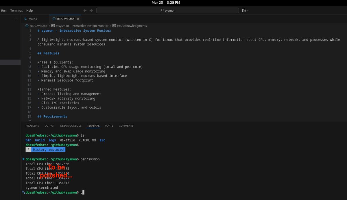 dossdortival's tweet image. 🚀 Just hit a major milestone:
Completed Harvard’s CS50 and am finalizing my capstone project #sysmon an interactive system monitor written in C! (Repo: github.com/dossdortival/s…)
Mastering memory management and system calls has leveled up my #lowlevelprogramming skills
#CS50