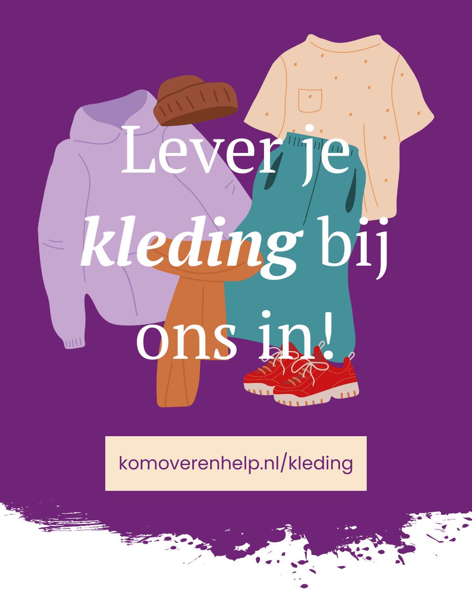 Het is lente, tijd om je kledingkast op te ruimen! Kom over en help zamelt kleding in voor mensen in armoede. De opbrengst hiervan besteden we aan onze projecten. Heb jij kleren die je niet meer draagt? Breng ze naar een van onze inzamelpunten! Meer info: komoverenhelp.nl/kleding