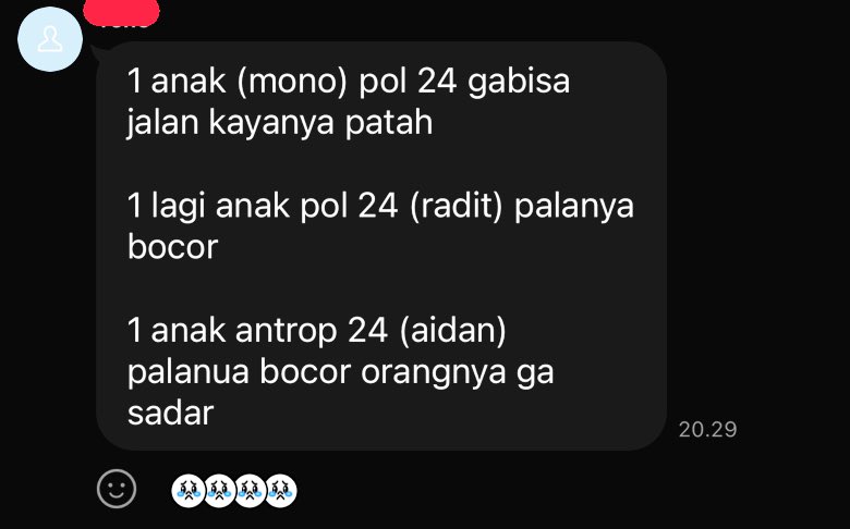 Adik-adik biadab, <a href="/DivHumas_Polri/">Divisi Humas Polri</a> <a href="/Puspen_TNI/">Pusat Penerangan TNI</a> ajukan surat pengunduran diri dan belajar lagi pengendalian massa tanpa brutalitas ya bangsat. Rendah.

<a href="/BudiBukanIntel/">Furry Irwandi 🐿🦉🎨🔮🧟‍♀️☔🦚🍂🔨📜</a> <a href="/irwndfrry/">Biji Besi Olahan</a> <a href="/barengwarga/">Bareng Warga - #IndonesiaGelap</a> tolong bantu atensi om atau mungkin saran pendampingan hukum✊🏼