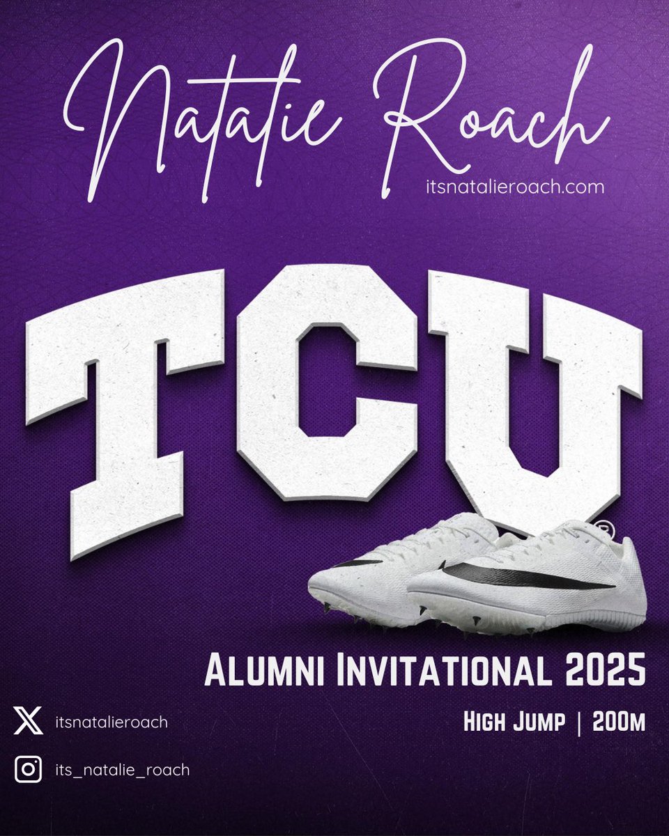 Natalie Roach (@itsnatalieroach) on Twitter photo š„ Big News! š„
Iām super excited to share that Iāve been invited to compete at the TCU InvitationalĀ this Friday! ššø Iāll be competing in High JumpĀ and the 200m, and I canāt wait to participate against some great competition! Grateful for the opportunity. <a href="/LDBELLTRACK/">L.D. Bell Track & Field</a> š„ Big News! š„
Iām super excited to share that Iāve been invited to compete at the TCU InvitationalĀ this Friday! ššø Iāll be competing in High JumpĀ and the 200m, and I canāt wait to participate against some great competition! Grateful for the opportunity. <a href="/LDBELLTRACK/">L.D. Bell Track & Field</a>