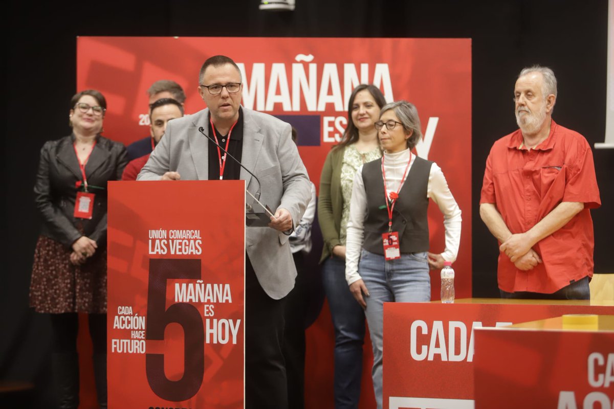 CCOOMadrid's tweet photo. 🥳 Ya tenemos el resultado de las votaciones en el 5º Congreso @lasvegasccoo 

💪 @AntonioMM75 elegido secretario general, junto al equipo de la Ejecutiva formado por Sara Carrero, Jorge Peces, Paloma Velayos, Ana García, Daniel Cano, Aránzazu Martínez y Ricardo Mascaraque. 

👏Enhorabuena compañeras y compañeros