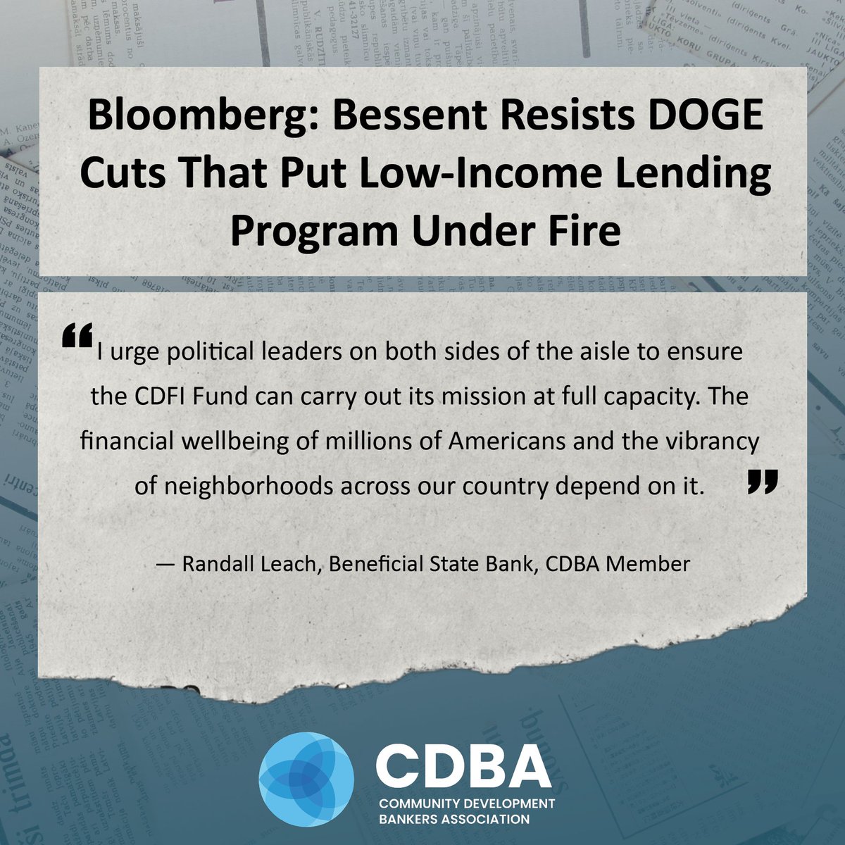 Bloomberg highlights the uncertainty around the CDFI Fund—but CDFI banks are leading the charge to protect it. The CDFI Fund fuels small businesses &amp; affordable housing—it must remain strong. finance.yahoo.com/news/bessent-r…