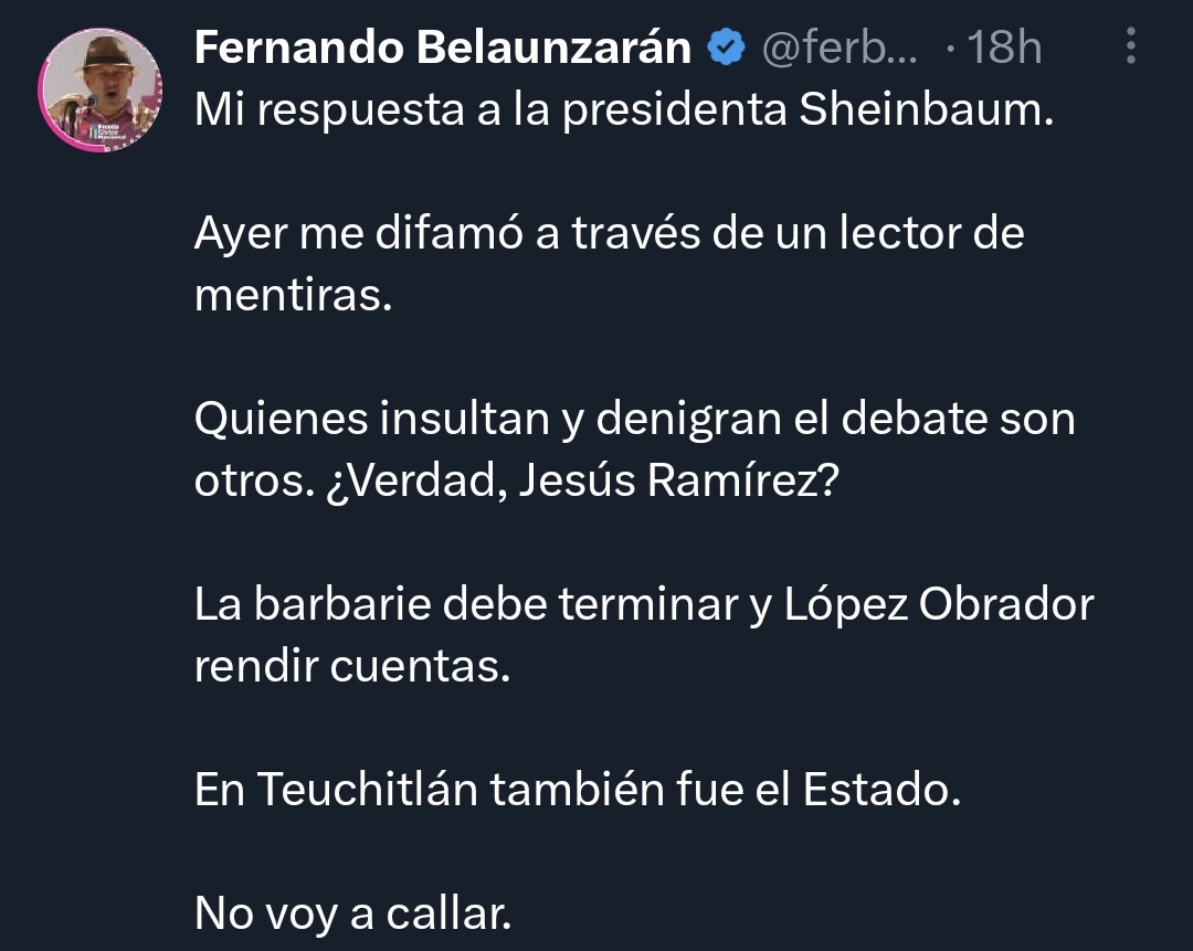 Nunca dejes de hablar <a href="/ferbelaunzaran/">Fernando Belaunzarán</a>, eres nuestra diversión.