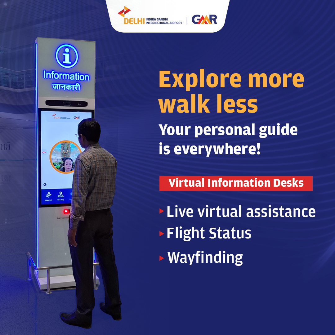 DelhiAirport's tweet image. Travel just got easier at Delhi Airport!
Now access our Virtual Information Desk with 24/7 live video support for real-time flight info, terminal navigation & more.
Say goodbye to travel stress & enjoy a seamless journey! 
#DELAirport #VirtualHelp #TravelSmart