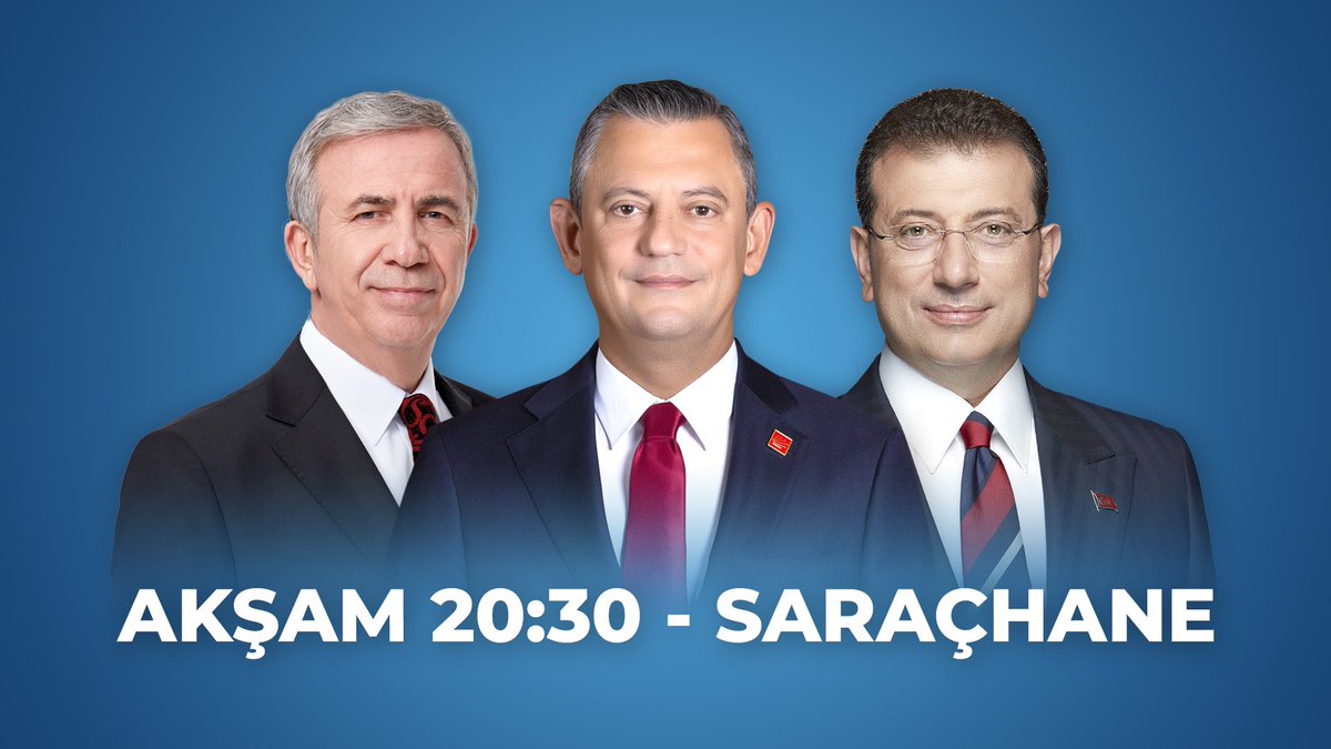 Genel başkanımız Sayın <a href="/eczozgurozel/">Özgür Özel</a> ile birlikte milletin iradesine sahip çıkıyoruz!

Saat 20.30’da herkesi Saraçhane’ye bekliyoruz.