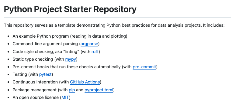 I created a Python project starter repo for students that helps maintain good code quality while doing research projects: github.com/neubig/starter…

I was opinionated and made only one choice for each tool, but there are other options too!