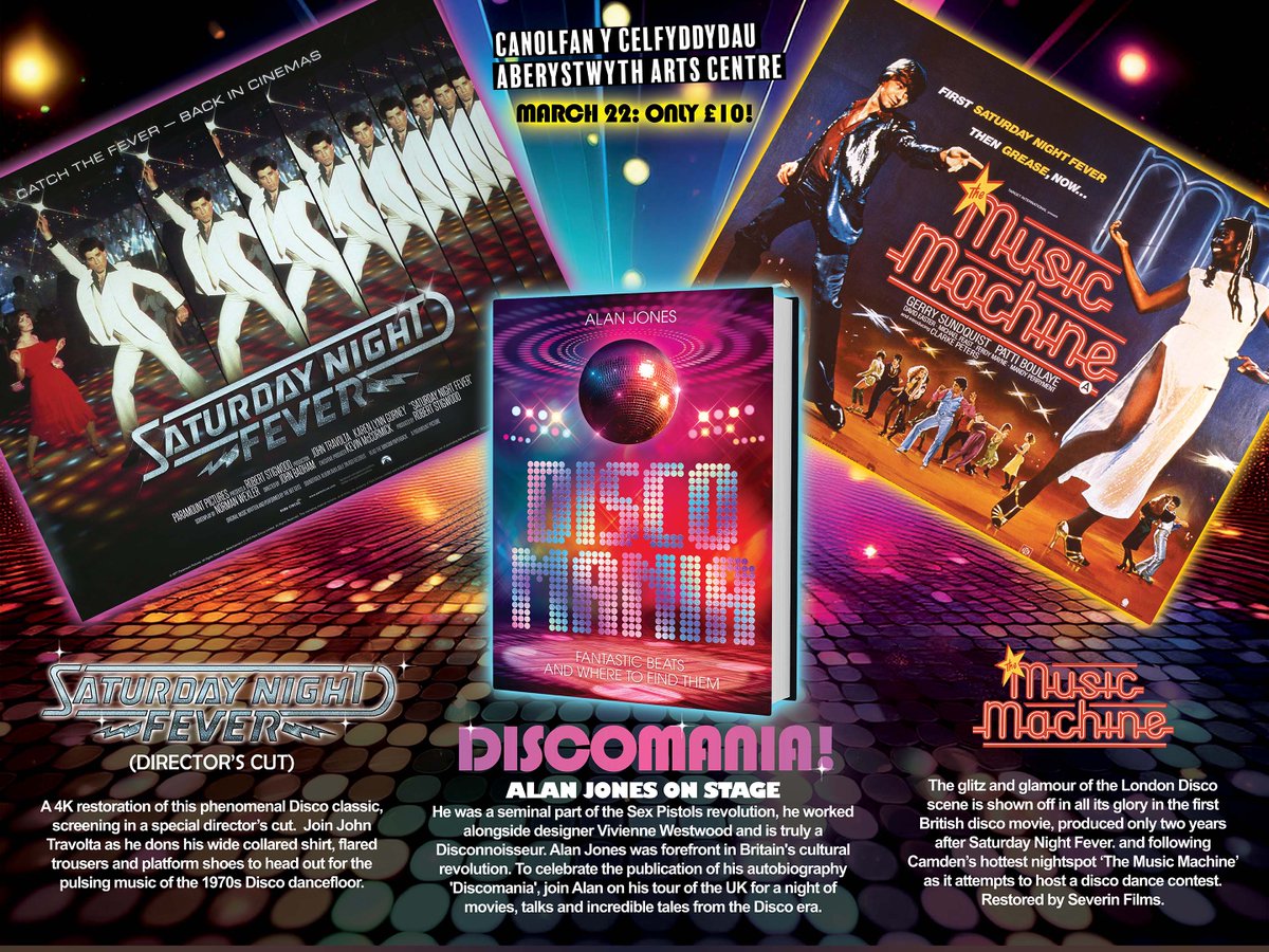 FAB Press (@fab_press) on Twitter photo Discomania cinema tour in assoc w/ <a href="/SeverinFilms/">Severin Films</a>, presenting their remaster of The Music Machine. 1st stop on tour is Sat 22 March. Saturday Night Fever & Music Machine + author Alan Jones Q&A & book signing at Aberystwyth Arts Centre. Book tickets here: aberystwythartscentre.ticketsolve.com/ticketbooth/sh… Discomania cinema tour in assoc w/ <a href="/SeverinFilms/">Severin Films</a>, presenting their remaster of The Music Machine. 1st stop on tour is Sat 22 March. Saturday Night Fever & Music Machine + author Alan Jones Q&A & book signing at Aberystwyth Arts Centre. Book tickets here: aberystwythartscentre.ticketsolve.com/ticketbooth/sh…