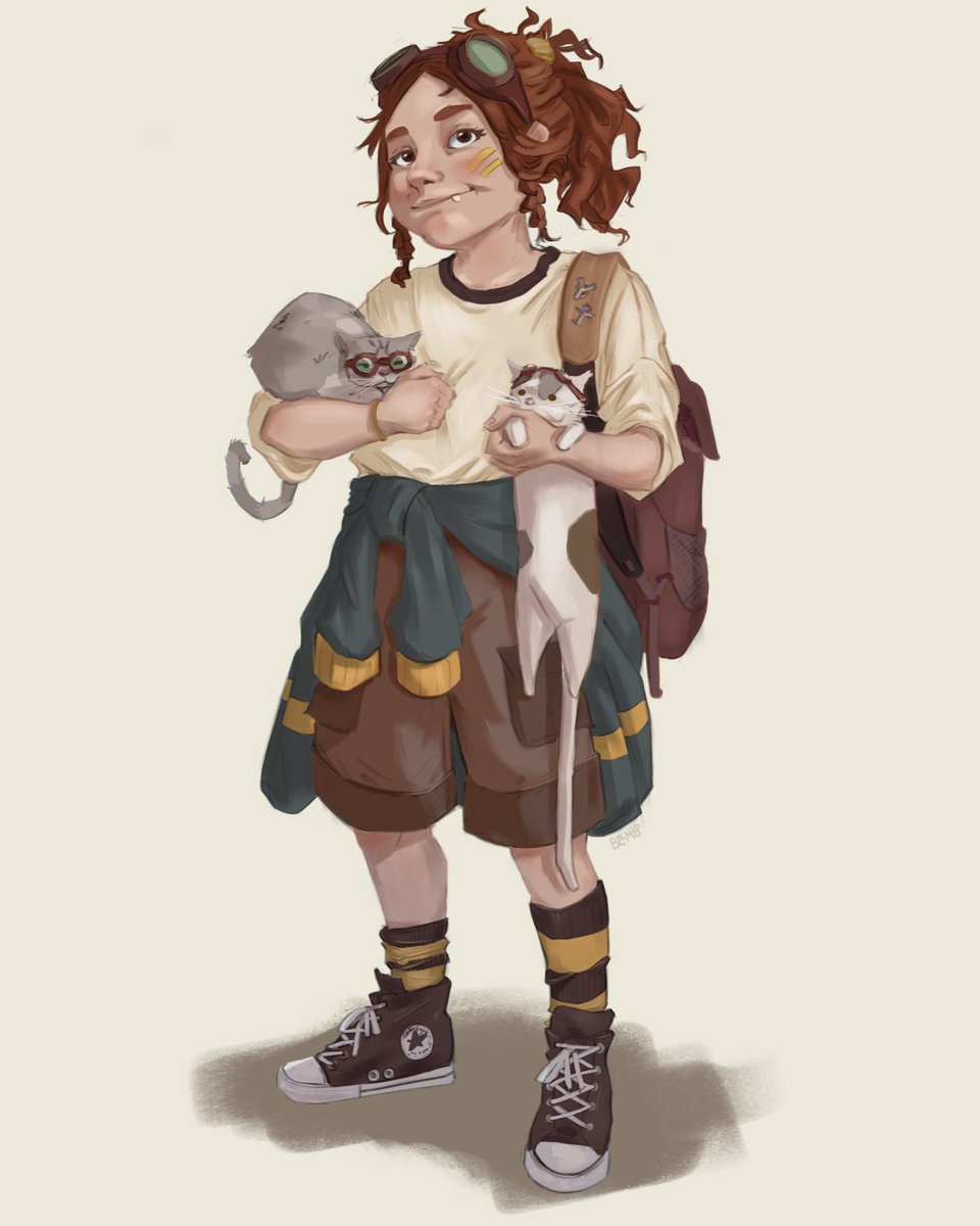 I Forgot sharing this not-commission , just a drawing of a ramdom character with my real cats 💙 Ellie and Cucha Maria (Now I have another catto, jesus brought him for christmas xd, so mayble I´ll add him someday because he is a cuttie 💙)

#characterdesign #cats