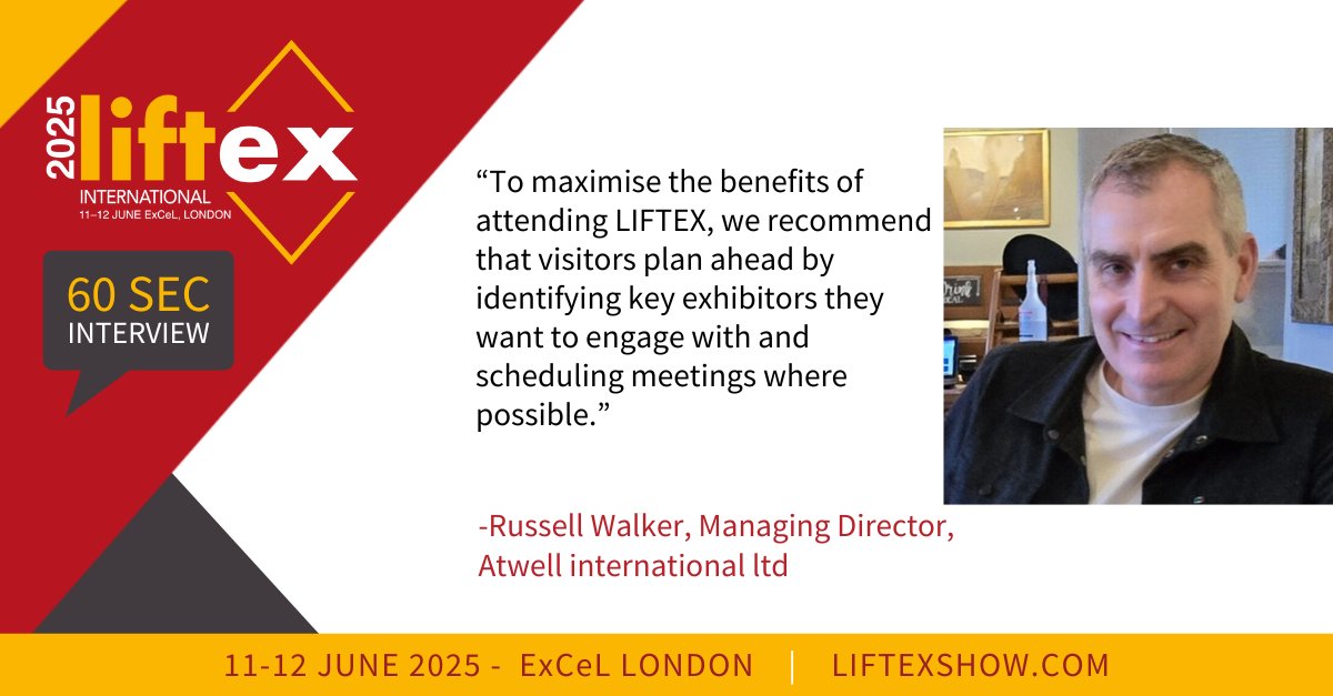 This is the 6th time <a href="/atwellint/">Atwell International</a> have exhibited at LIFTEX. We chat to Russel Walker, MD ahead of the show...
liftexshow.com/60-seconds-wit…