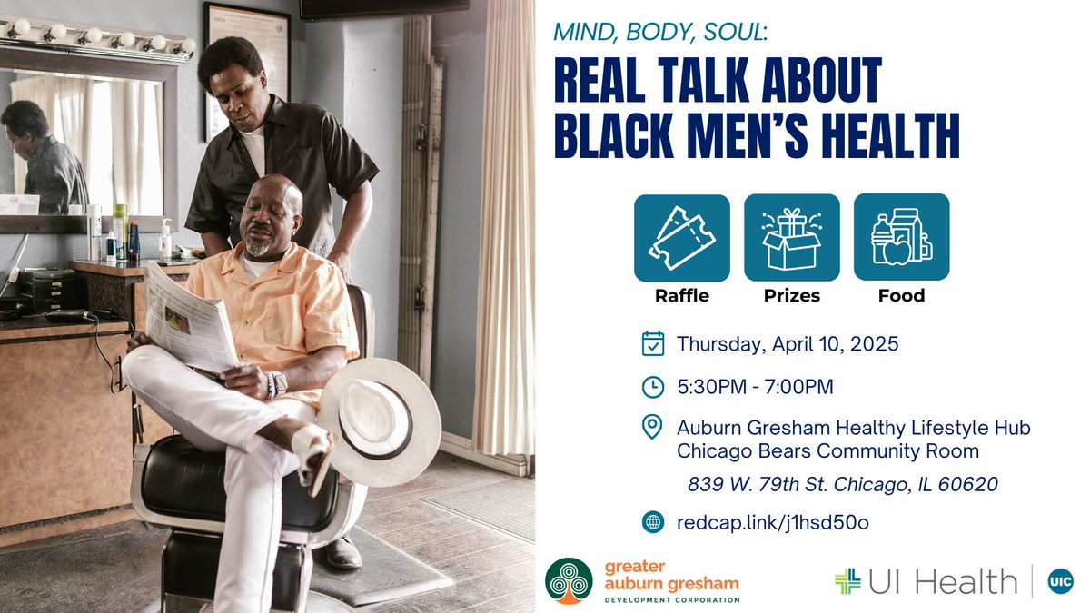 Join us on April 10 to learn what you can do about health challenges faced by Black men and the community resources that can support your well-being. Grab a friend or family member and enjoy food, prizes and insights from our expert panelists. RSVP at redcap.link/j1hsd50o