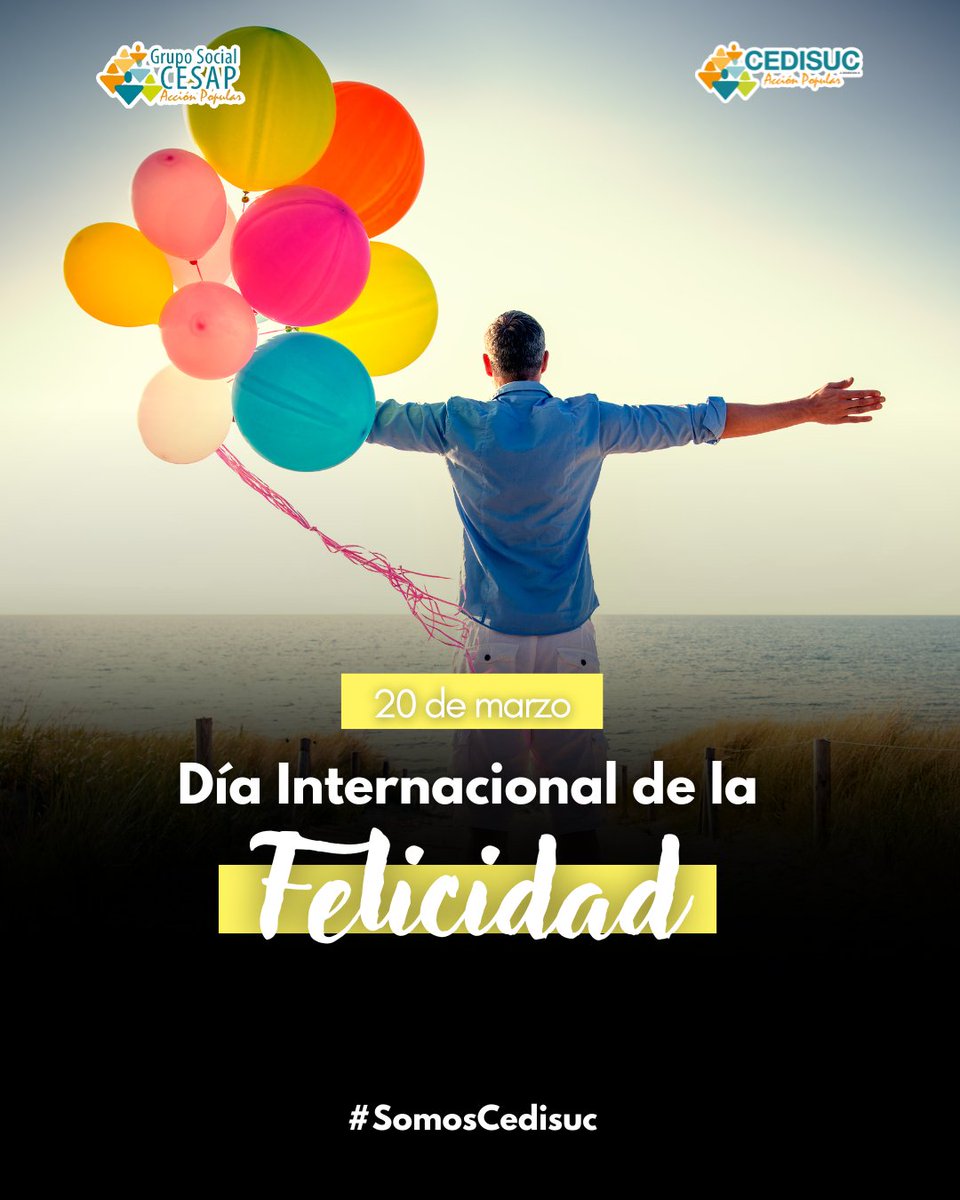 cedisuc_ve's tweet photo. Hoy, 20 de marzo, celebramos el Día Internacional De La Felicidad. 

Recordemos que #LaFelicidad se comparte y se multiplica cuando nos conectamos con otros. Un simple gesto, una sonrisa, una palabra amable pueden iluminar el día de alguien. 

#SomosCedisuc #SomosCesap https://t.co/lEfp0sR77s