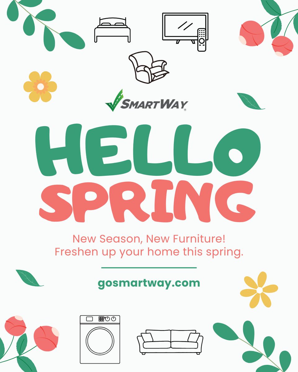SmartWayTN's tweet image. 🌸 Spring is all about new beginnings! 🌿 Upgrade your space with affordable furniture, appliances, electronics and more from SmartWay. No credit? No problem! Stop by today! 8416 Kingston Pike in Knoxville. gosmartway.com 🏡✨ #SpringIntoComfort