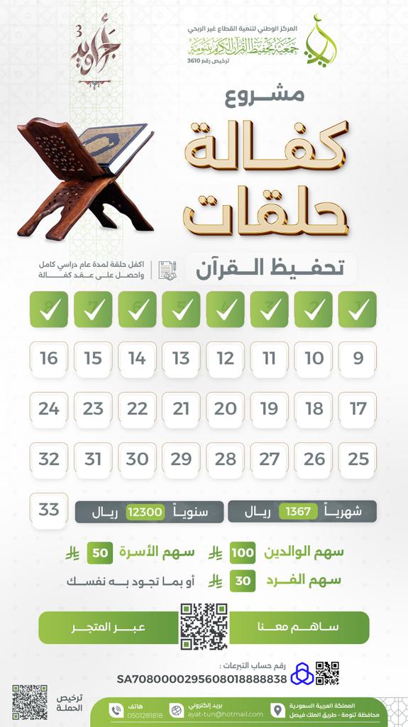أعظم ميراث! ✨

في هذه العشر المباركة، كن شريكًا في نشر أعظم ميراث! ✨

ساهم في كفالة حلقة تحفيظ القرآن، ليبقى النور مشعًا في القلوب.
كل حرف يتلوه الطلاب في ميزان حسناتك بإذن الله. لا تفوّت الفرصة!

تبرّع الآن عبر المتجر الالكتروني :
 store.qtanomah.org.sa/p/108275
ترخيص تبرعات 11179