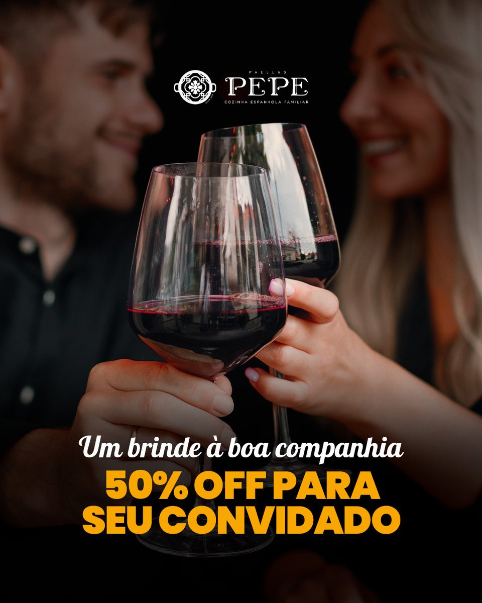 Durante nosso mês, seu convidado recebe 50% de desconto na nossa autêntica Paella del Pepe, servida à vontade! 

Esse é o nosso jeito de dizer obrigado e de multiplicar as alegrias à mesa. 

A oferta segue até 30/03/2025. Faça já a sua reserva!