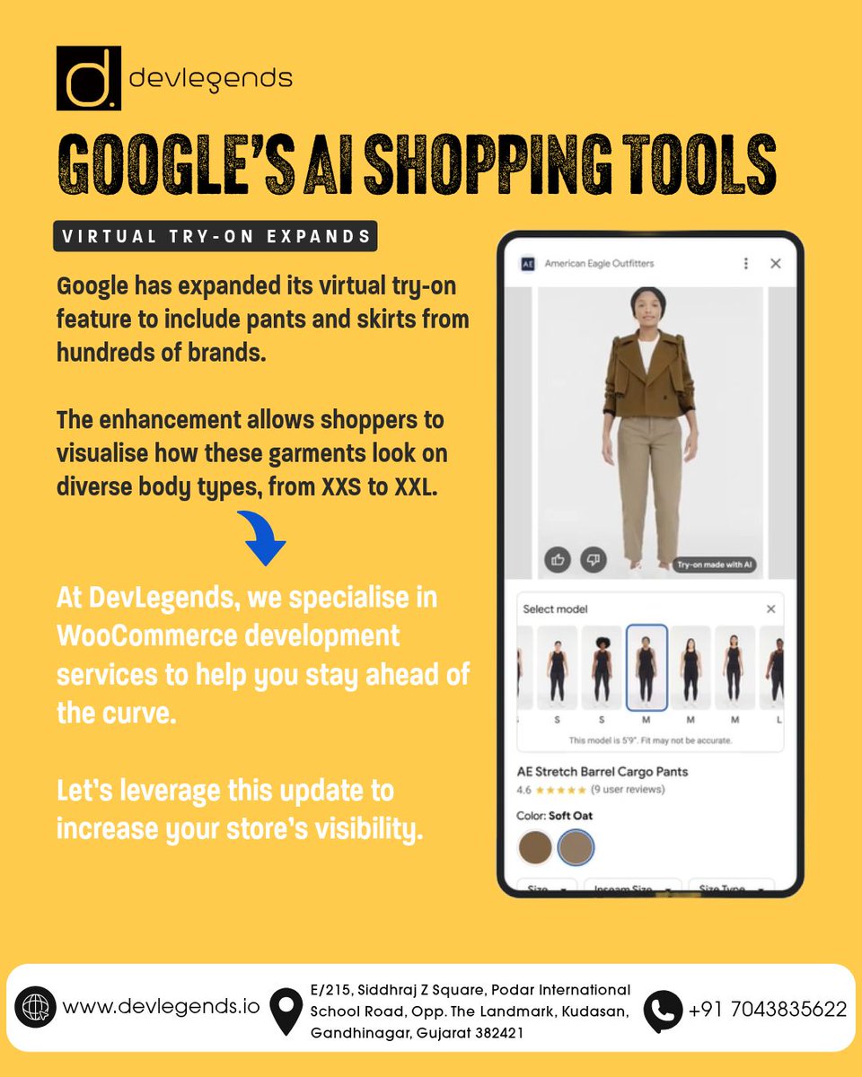 devlegendstech's tweet image. #GoogleShopping just got an #AI-driven update! 🛒✨ This means smarter product recommendations, better #searchresults, and a more personalised #shopping experience for your customers👉 bit.ly/4inXHTn 
Contact us today!
☎️ +91-7043835622
📩 info@devlegends.co.in