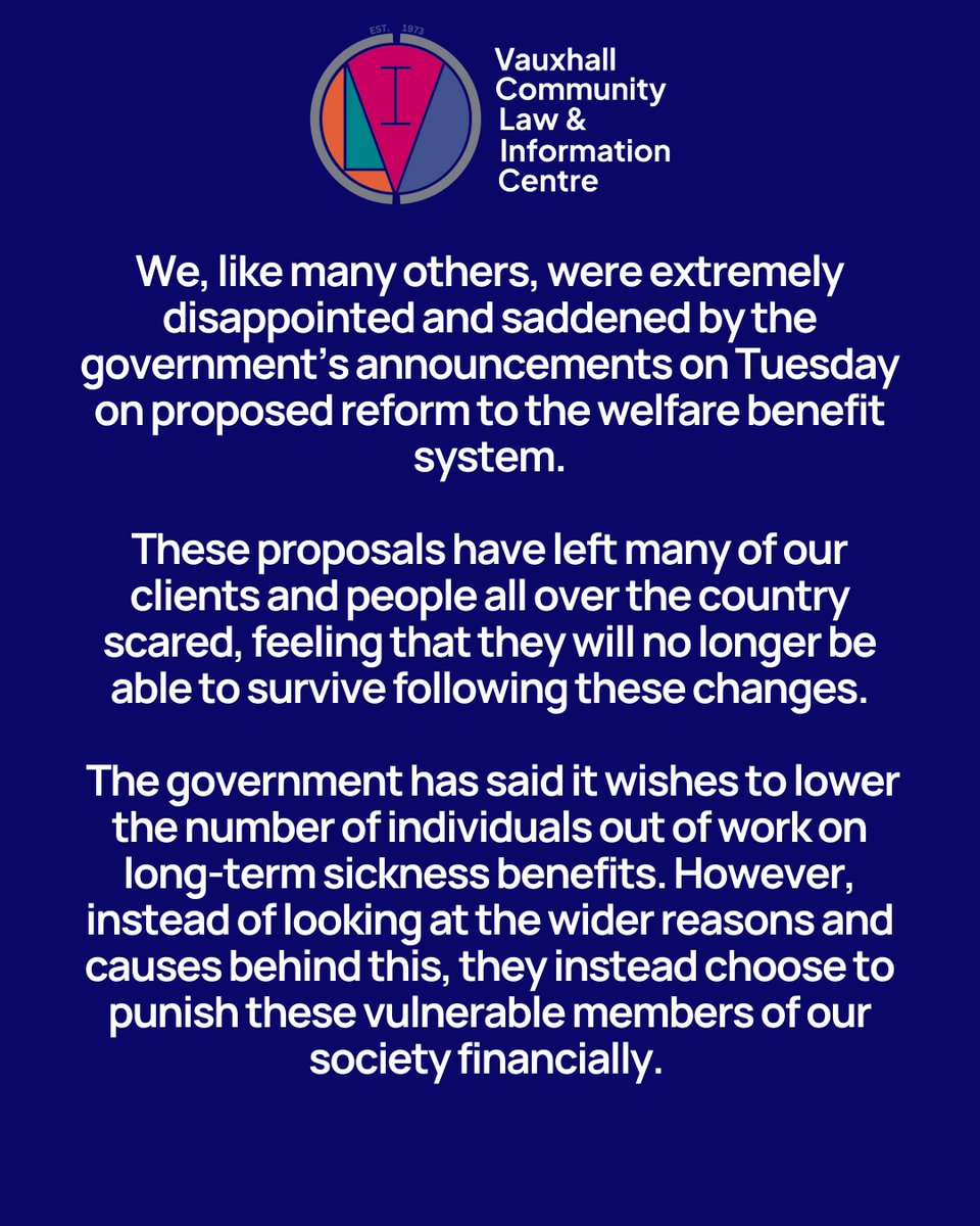 A statement from VLC on the proposed reform of the welfare benefit system. (1/3)