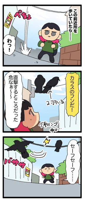 カラス、確実に頭上からこっち狙ってきてるよなぁと思うことがある🧐

2049 #えるポピの絵日記かくところ 