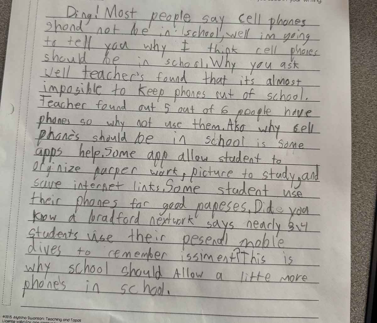 MrsBarringerGL's tweet image. Phones in schools? Fourth graders have some strong opinions on this topic! #GLCSRyan #gogulllake