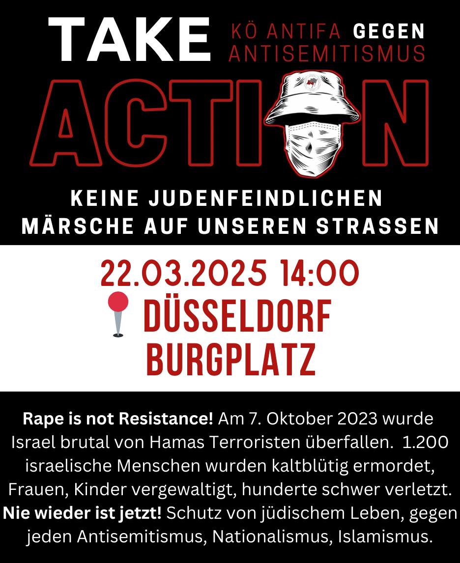 KoeAntifa161's tweet photo. Ihr bestimmt die Zeit & den Ort.
Wir den Preis den ihr bezahlt.
Neuer Starttermin 14h am Burgplatz gegen die antisemitische Misch-Szene.
#dssq unverändert ab 13:30h am #DGB Haus gegen #Nazis.
Gemeinsam gegen Nazis, Islamismus & Antisemitismus.
#dus2203 https://t.co/yKDF6rYXnx