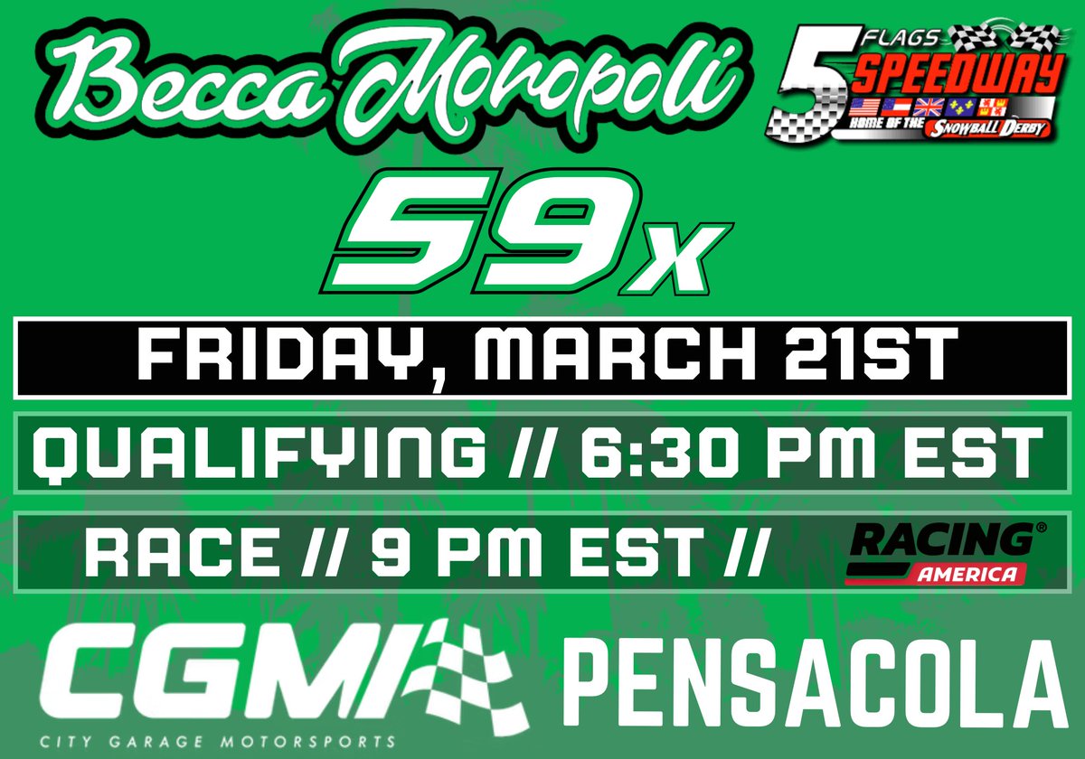 CGmotorsportsFL's tweet photo. IT'S THE "PENSACOLA DOUBLE"!

@BeccaMonopoli takes on two big races—Friday's Pro Truck Feature in her #59x Chevy Silverado &amp; Saturday's @ARCA_Racing Pensacola 150 in the #85 CGM @OrlandoHealth Ford! 

#CGM | #LetsGoRacing | #85Nation | #HuntFor100 | #Race2Give https://t.co/jA1cBW0OJK