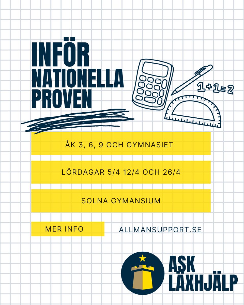 AllmanSupport's tweet image. Läxhjälp inför nationella proven!

Har du nationella prov snart och vill känna dig mer förberedd? Vi erbjuder gratis läxhjälp där du får stöd i matte och andra ämnen av kunniga volontärer!

allmansupport.se/aktuellt/2025/…