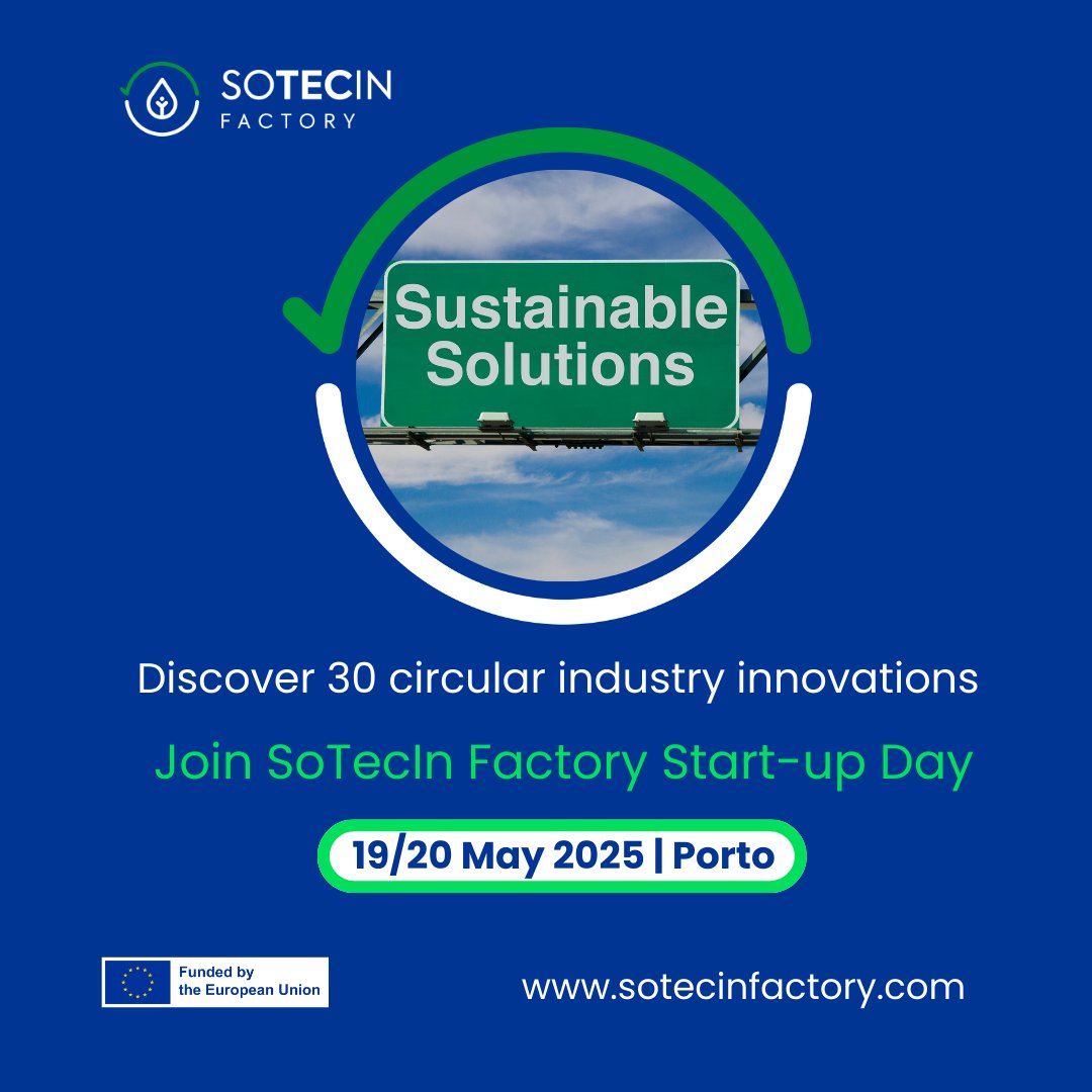 🔎Looking for circular industry solutions? ♻️ Discover 30 innovations for #Food,#Water &amp; #Nutrients, #Textiles,#Plastics &amp; #Packaging industry at #sotecinfactory Start-up Day, 19-20 May 2025.🗓️

🔗sotecinfactory.eu/event/startup-…

 #circulareconomy #socialinnovation #startupday #investors