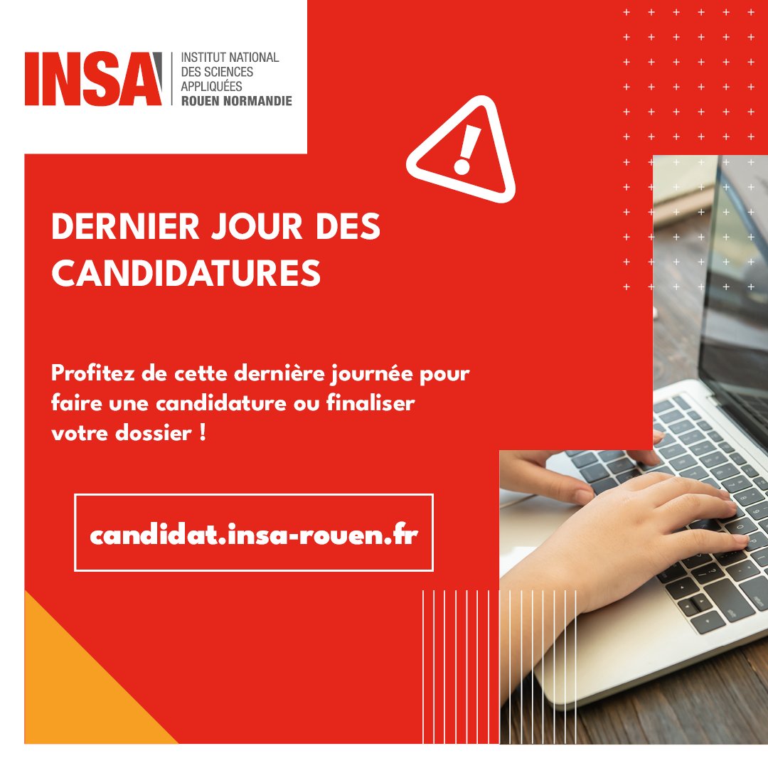 INSA Rouen Normandie (@insarouen) on Twitter photo Dernière ligne droite pour candidater à l’ <a href="/insarouen/">INSA Rouen Normandie</a> !
Il ne reste qu’une semaine pour postuler à nos formations d’ingénieur par apprentissage. Ne manquez pas cette opportunité de donner du sens à vos études ! Dernière ligne droite pour candidater à l’ <a href="/insarouen/">INSA Rouen Normandie</a> !
Il ne reste qu’une semaine pour postuler à nos formations d’ingénieur par apprentissage. Ne manquez pas cette opportunité de donner du sens à vos études !