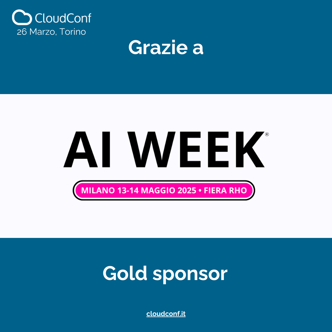La CloudConf 2025 si avvicina📣📣! Siamo entusiasti di annunciare che AI Week sarà  sarà presente all'evento in qualità di Gold Sponsor. Passa al loro stand e non perdere l'opportunità di confrontarti con i loro esperti!

#cloudconf2025 #sponsor #AIWeek