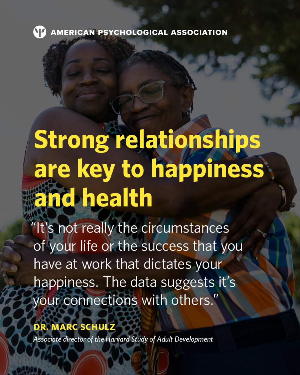 Good relationships protect both mental and physical health—more than wealth or career success—finds research by Dr. Marc Schulz. 

How do your relationships boost your #happiness?